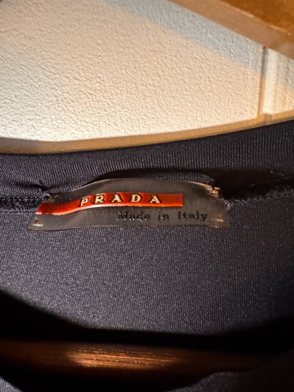 Prada Black Top with Red Logo Strap